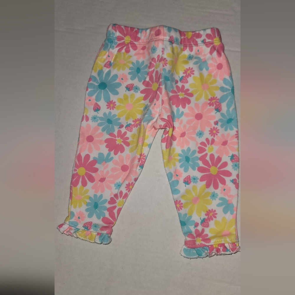 Carters Happy bright floral cotton Leggings sweat pants bottoms ruffled 6 months